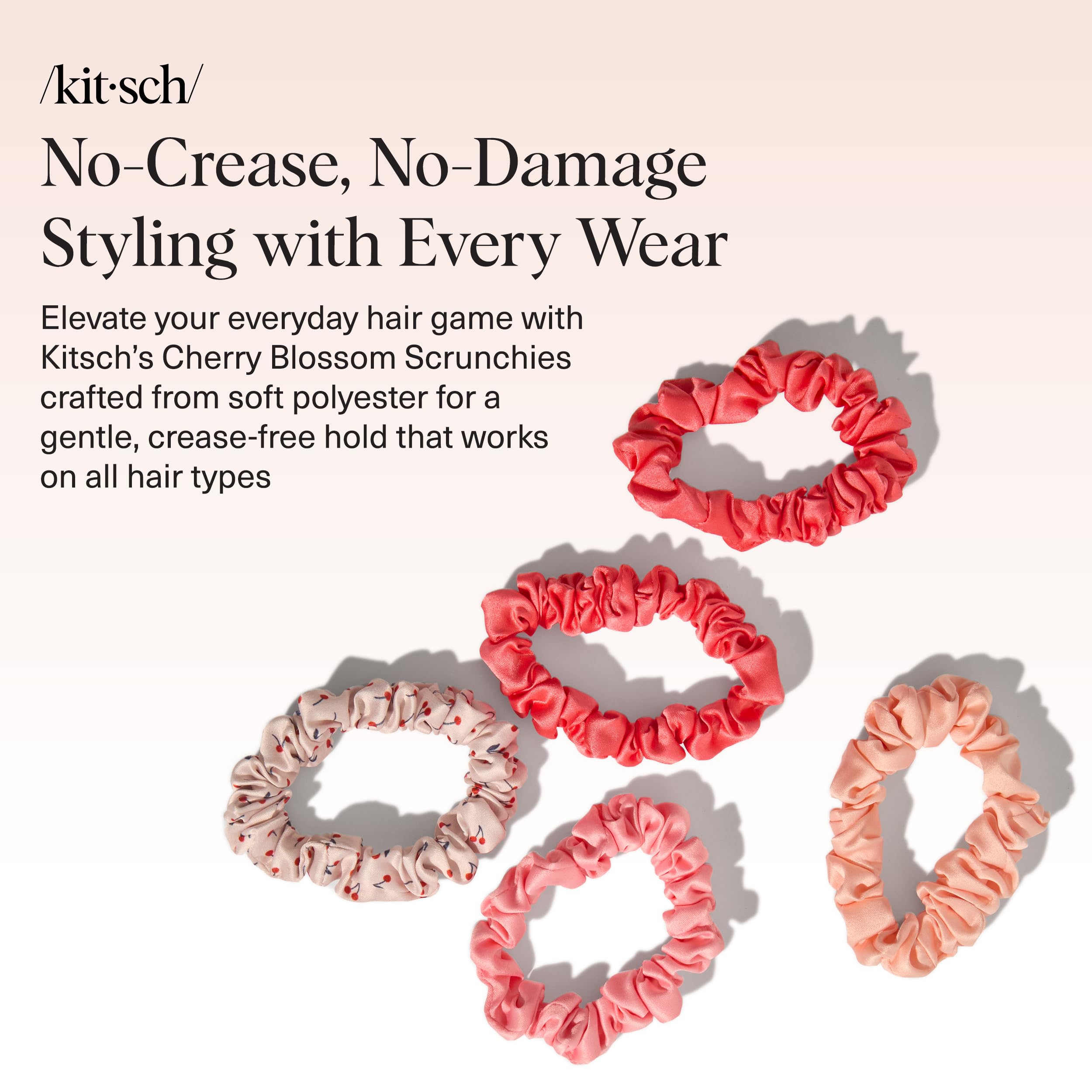 Kitsch Satin Scrunchies for Women - No Crease Hair Ties for Girls | Scrunchies For All Hair Types and Textures, Perfect for Day or Night - 2 Pcs, Charcoal and Gold
