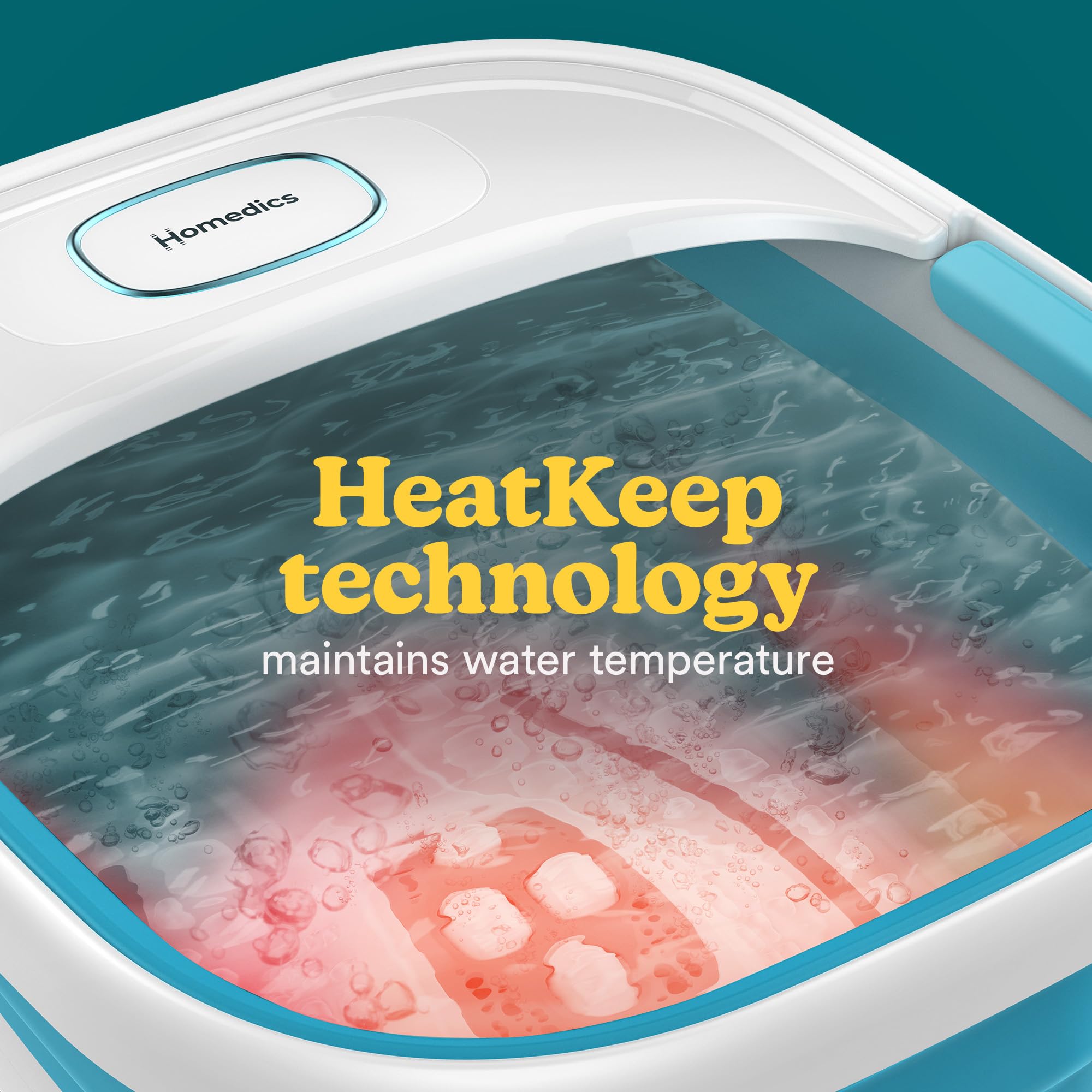 HoMedics Bubblemate Foot Spa and Massager with Keep Warm Function, Soothing Soak Massage Nodes, Bubble Turbo Strip, Pedicure Pumice Stone