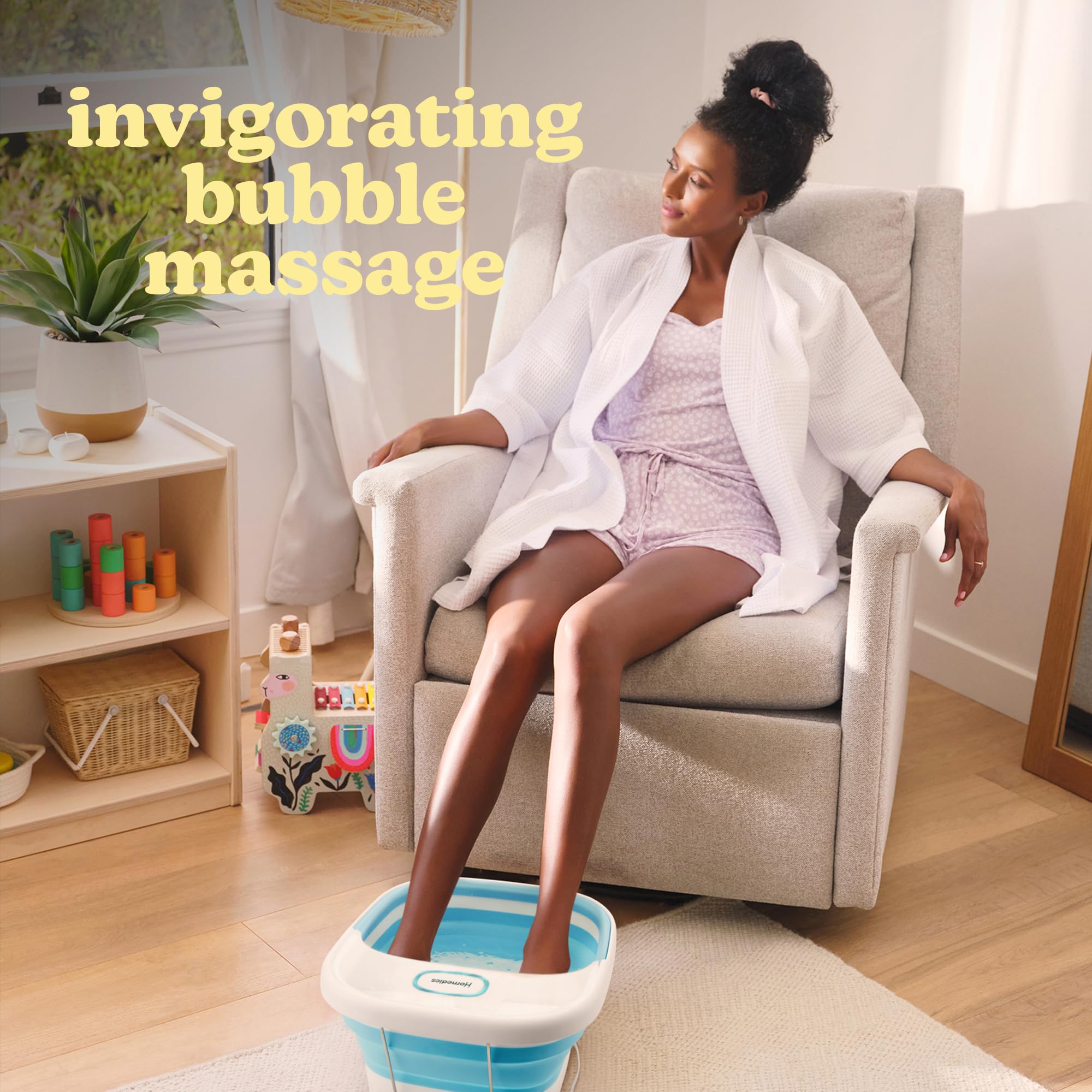 HoMedics Bubblemate Foot Spa and Massager with Keep Warm Function, Soothing Soak Massage Nodes, Bubble Turbo Strip, Pedicure Pumice Stone