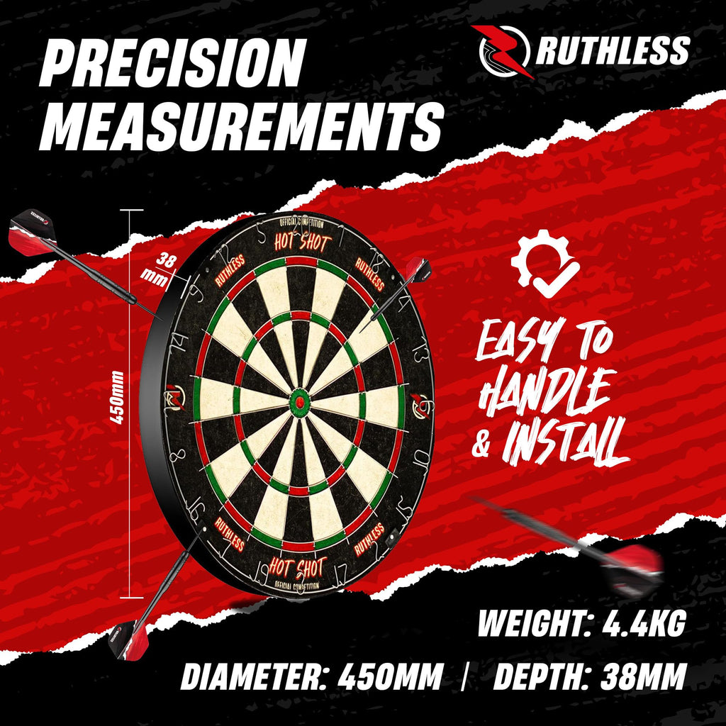 Ruthless Home Darts Centre With or Without LED Light Options | Home Dart Board Centre Including Cabinet, Dartboard and 2 Sets of Darts (USB)
