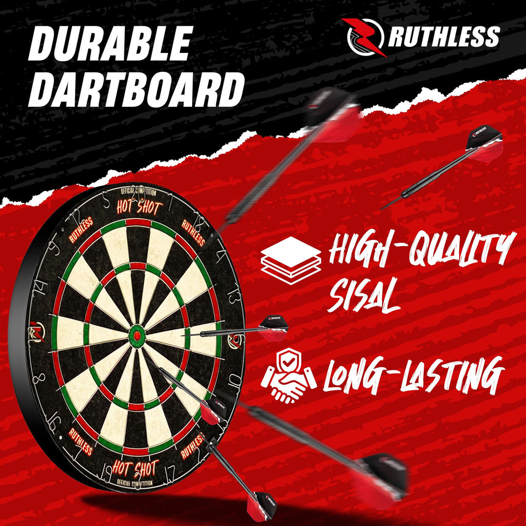 Ruthless Home Darts Centre With or Without LED Light Options | Home Dart Board Centre Including Cabinet, Dartboard and 2 Sets of Darts (USB)