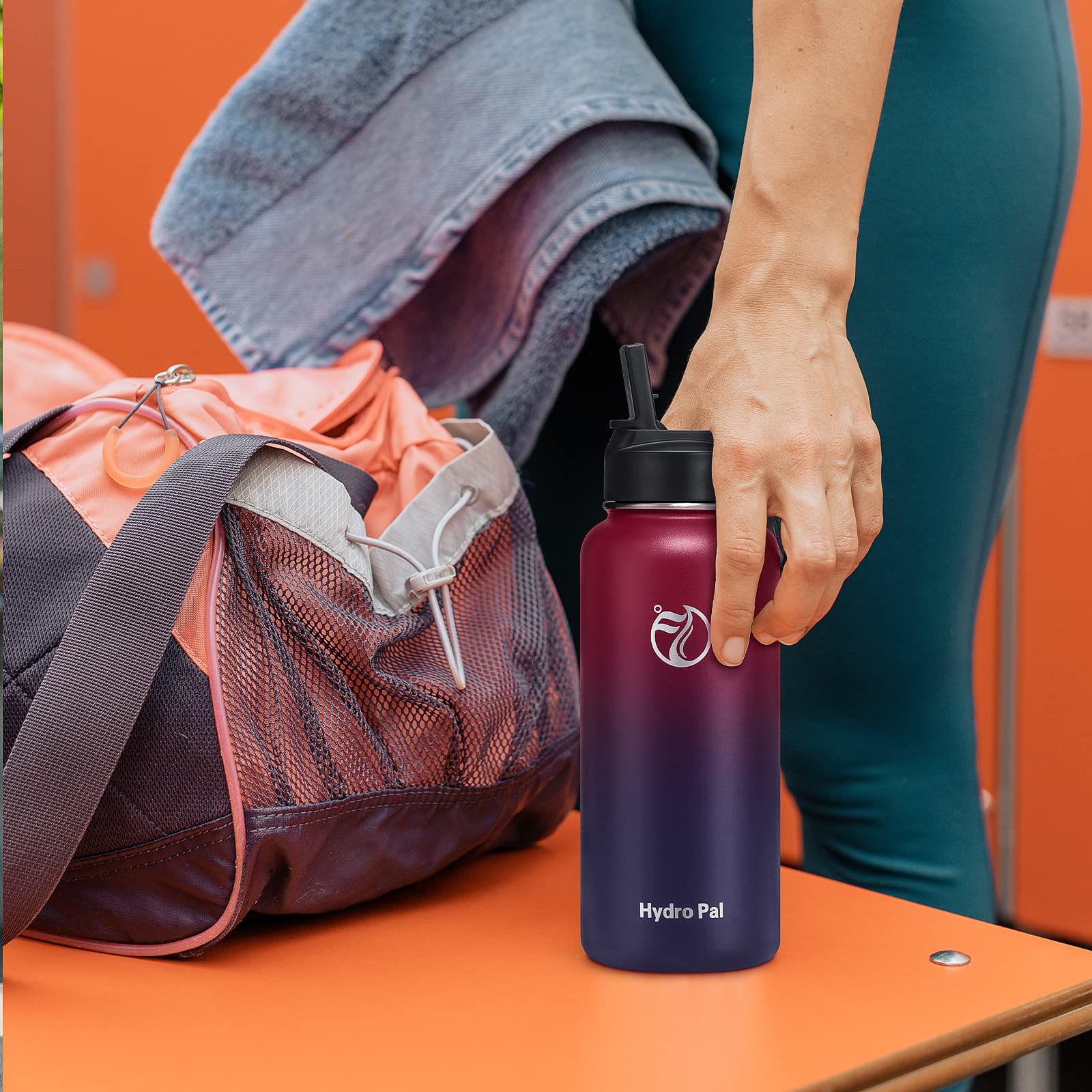 HydroPal Vacuum Insulated Water Bottle 1200ml/1000ml/750ml/500ml, 2 Lids (Straw & Spout), 12H Hot 24H Cold, BPA Free Stainless Steel Bottle, Leakproof Sports Water Bottle for Gym, Travel, Work