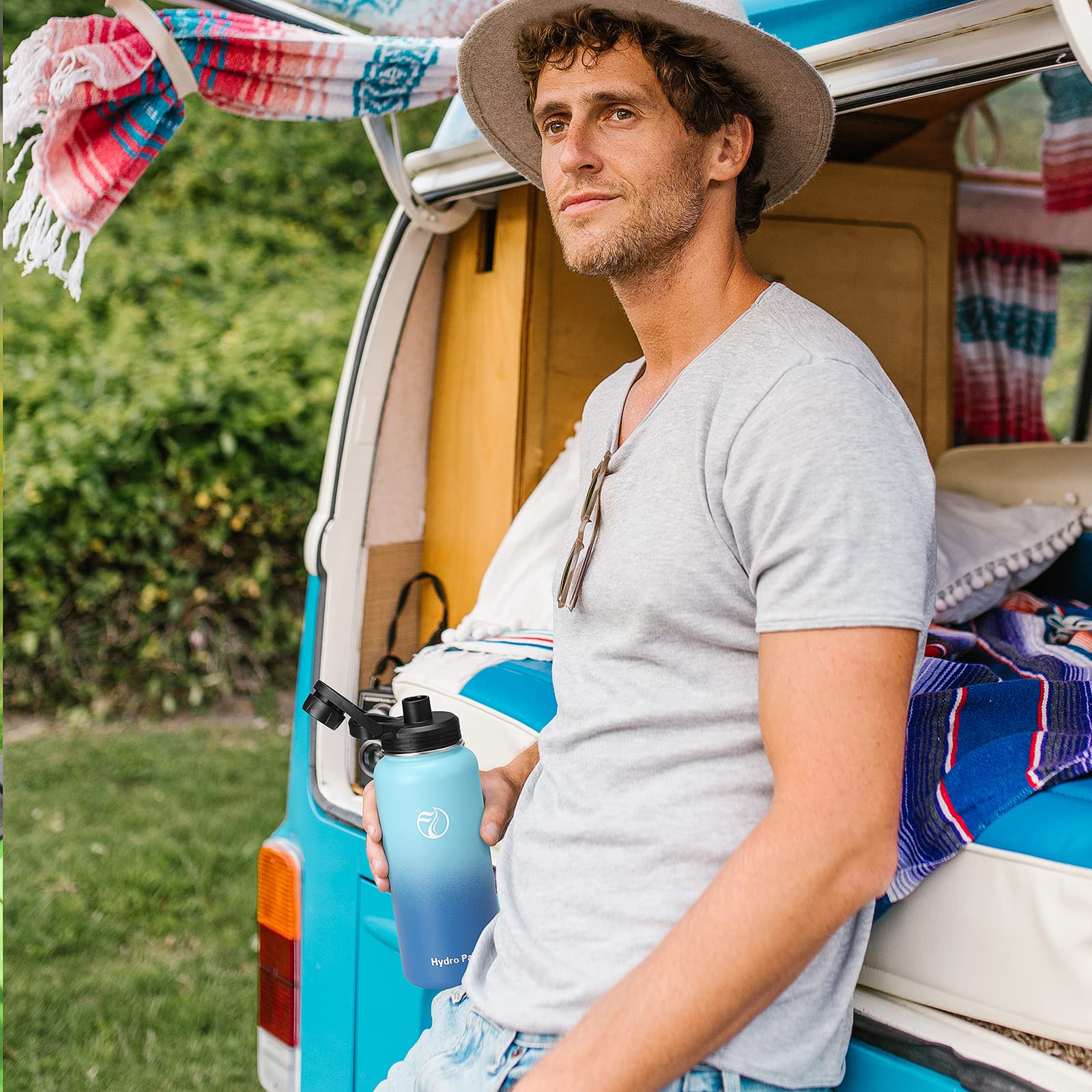 HydroPal Vacuum Insulated Water Bottle 1200ml/1000ml/750ml/500ml, 2 Lids (Straw & Spout), 12H Hot 24H Cold, BPA Free Stainless Steel Bottle, Leakproof Sports Water Bottle for Gym, Travel, Work