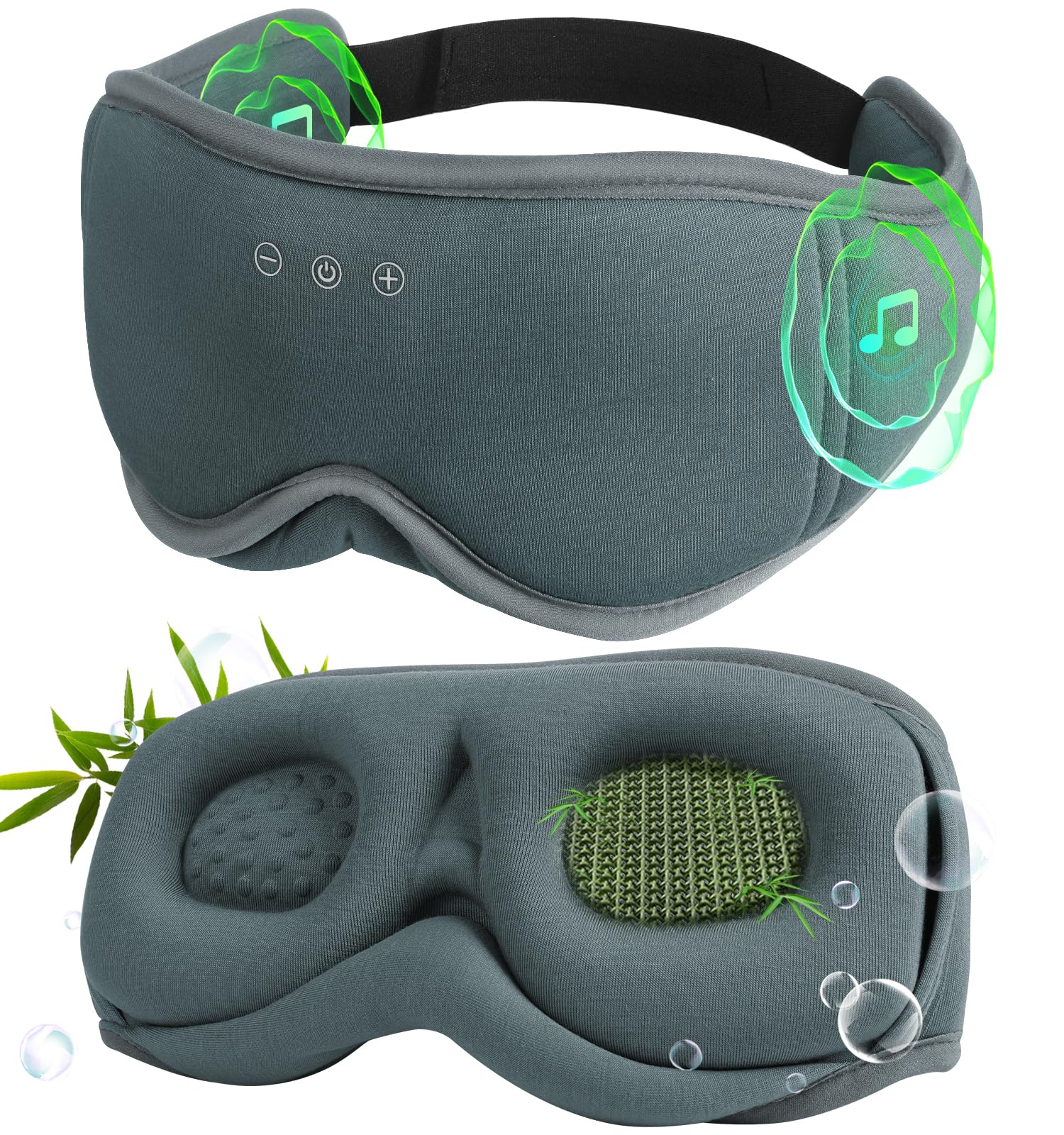 LC-dolida Bluetooth Sleep Mask Headphones Complete Blackout 3D Deep Eye Mask with Headphones Bluetooth V5.4 Can Play 15Hrs Breathable Eye mask with Earphones for Travel,Nap Sleeping,Shift Work